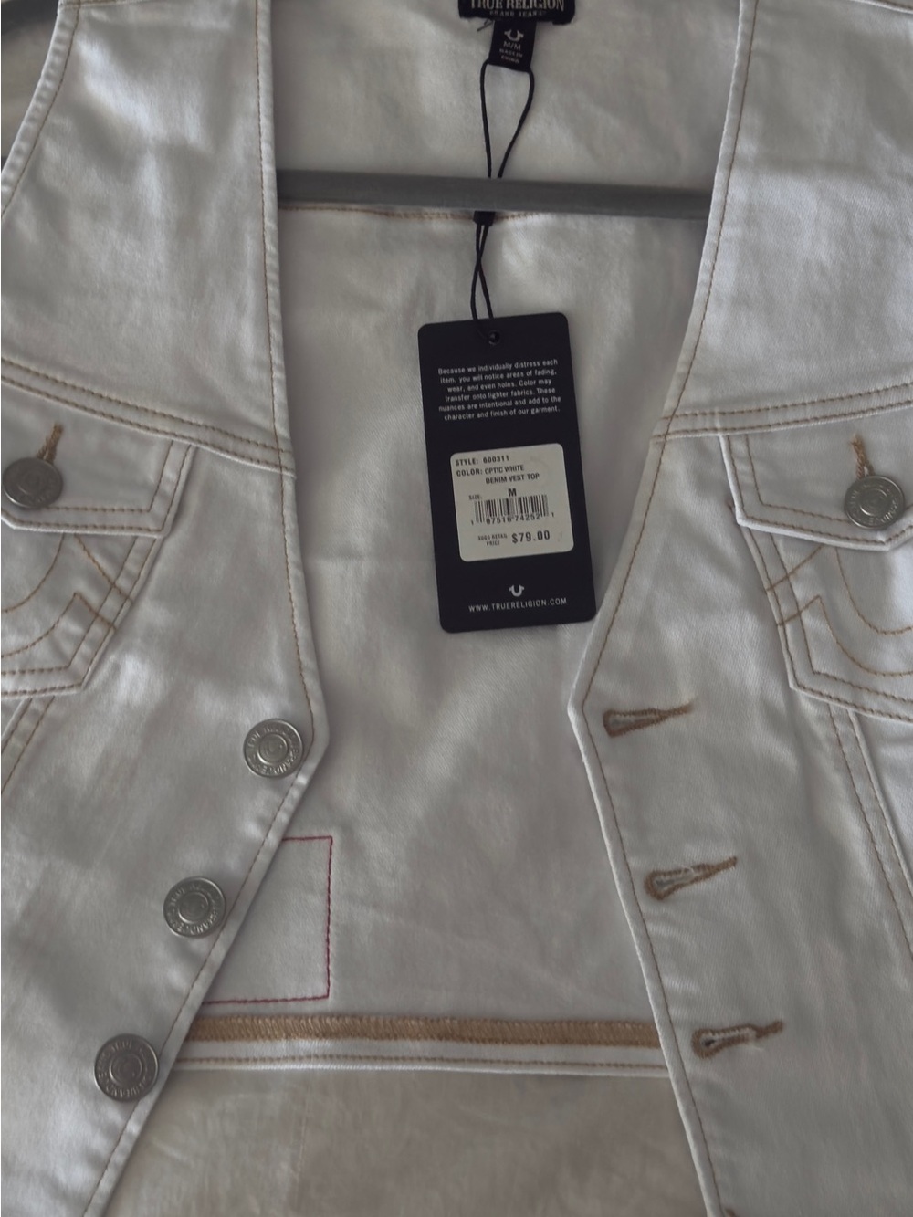 White Denim Vest Top - Picture 3 of 3